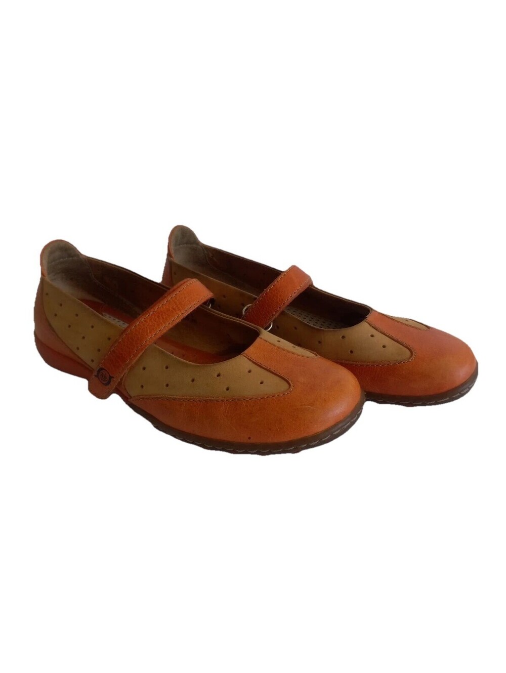Born Handcrafted Footwear Mary Jane Flats 7.5 Color Block Suede Leather Loafer